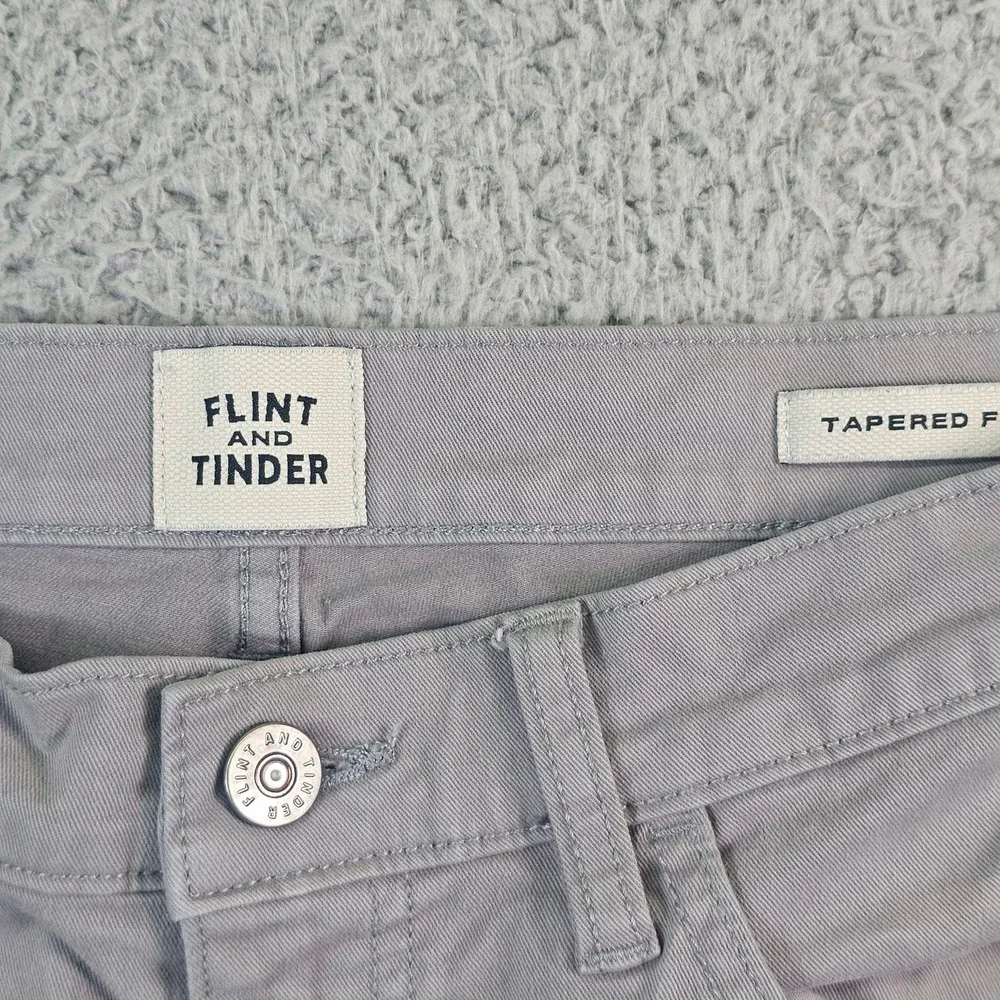 Flint And Tinder Pants Mens 33x34 Gray Chino 5 Pocket Tapered Fit Stretch Casual